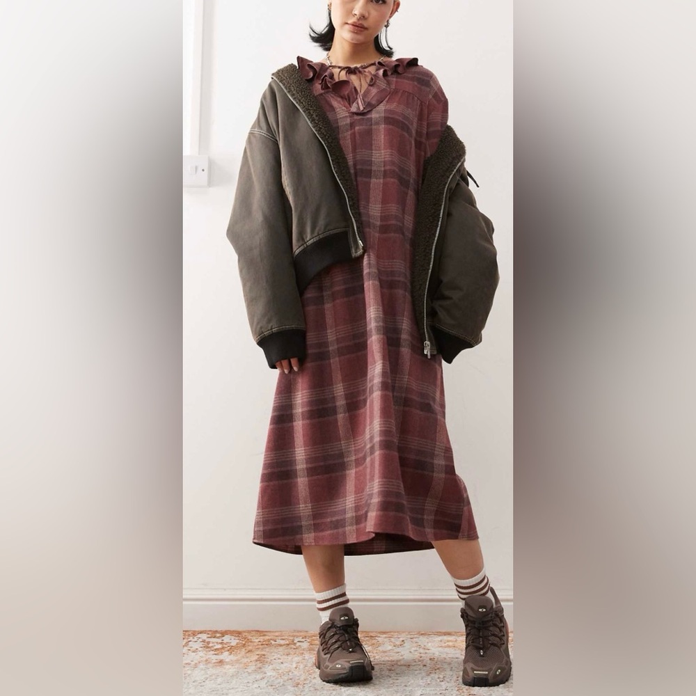 Reclaimed Vintage Burgundy Plaid Top